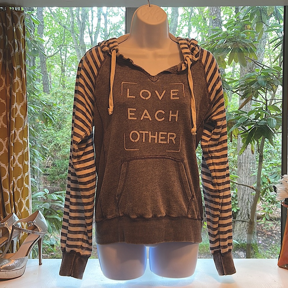 Love each other striped hoodie.